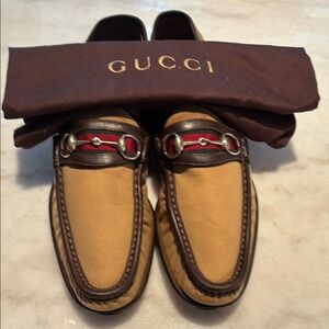 Gucci Men's Tan and Brown Loafers